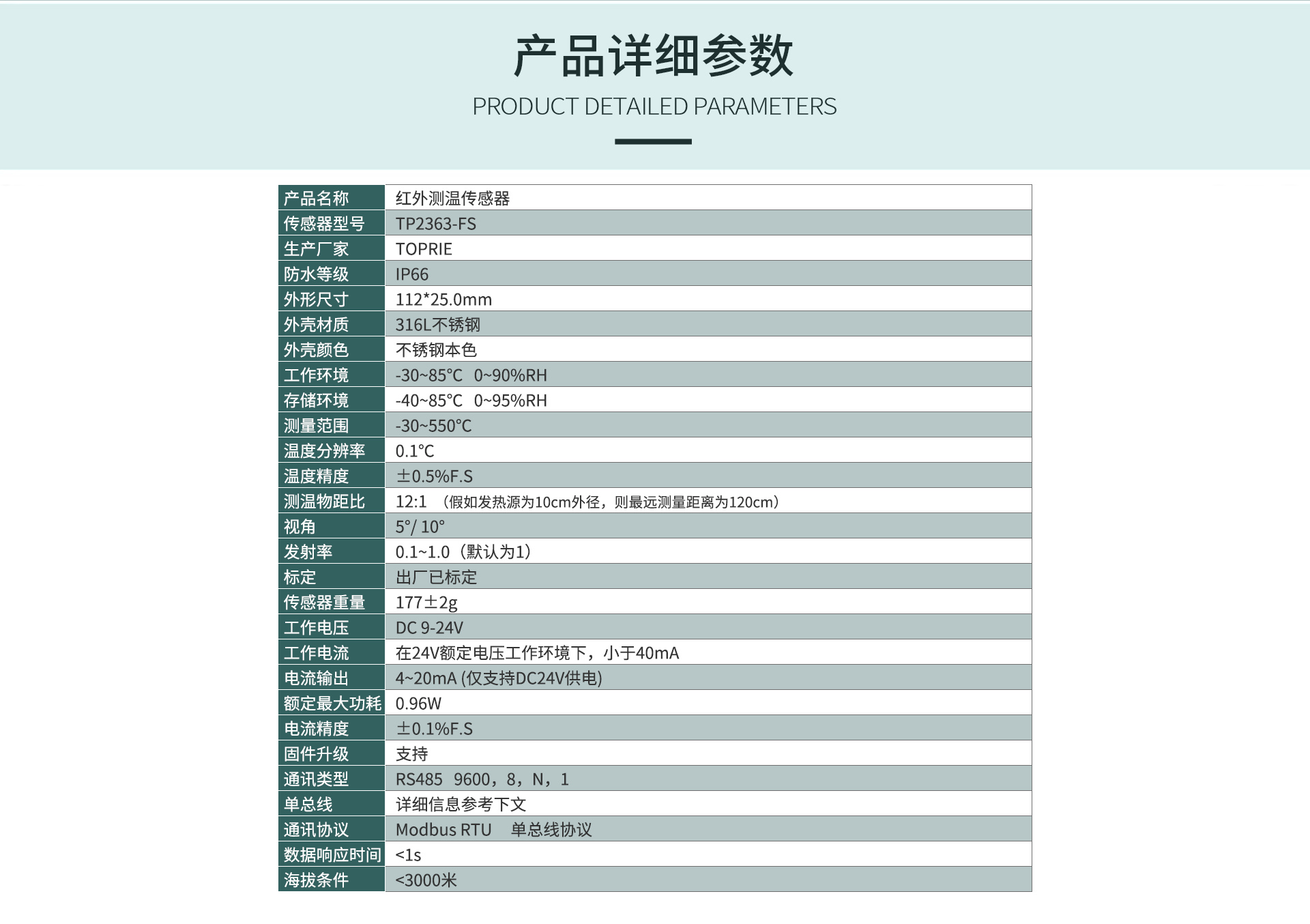 紅外測溫傳感器